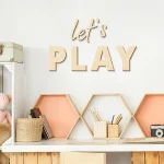 Wall Sign for Kid's Play Wooden Let's Play Wall Stickers Suitable for Children's Playrooms Nursery Room Bedroom Wall Decorations - Image 3