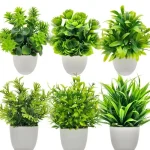 1PC Artificial Plant with Plastic Pot for Home Office Desk Living Room Bedroom Decor Fake Greenery No Maintenance Required