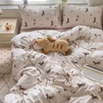 Bedding Set Simple Style Duvet Cover Pillowcase with Bedsheet Home Bedclothes Boys Girls Room Bed Sheet Sets - Image 11