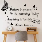 Inspirational Wall Stickers Motivational Removable Wall Decor Positive Word Butterfly decals Peel and Stick