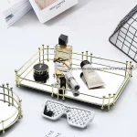 Nordic Luxury Metal Round Rectangular Mirrored Tray Decorative Piece for Home Living Room Cup Tea Tray Decorative Storage Dish - Image 2