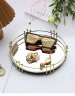Nordic Luxury Metal Round Rectangular Mirrored Tray Decorative Piece for Home Living Room Cup Tea Tray Decorative Storage Dish - Image 10