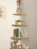 Scalloped Corner Shelves Floating Wall Shelf Storage Rack Wooden Wall Decor Bedroom Living Room Kitchen  Home Decorations Ledge - Image 17