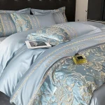 European Bedding Set High-end Luxury Cotton Four-piece Set Cotton Embroidery Quilt Cover Sheets Hats Senior Sense Bedding - Image 5