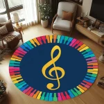 Guitar Rug, Round Music Carpet Machine Washable Non-Slip Doormat, Themed Floor Mat for Kid Bedroom Living Room Entrance - Image 7