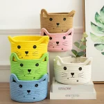 Cute Storage Baskets Cotton Woven Bedroom Household Decor Organizer Case Key Snacks Desktop Sundries Deposit Tidy Box Items Home - Image 4