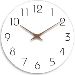 Wall Clock 12 Inch Silent Non Ticking Wood Wall Clocks Battery Operated Wooden White Modern Simple Minimalist Hanging Wall Clock - Image 7