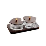 Creative Thickened Glass Fruit Tray Decorative with Wooden Lids Divider Snack Tray Washable Dried Fruit Tray Set Hotel - Image 8