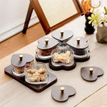 Creative Thickened Glass Fruit Tray Decorative with Wooden Lids Divider Snack Tray Washable Dried Fruit Tray Set Hotel - Image 4