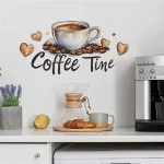 Coffee Cup Wall Stickers Self Adhesive Cafe Kitchen Decor PVC Decals for Home Bar Background Peel and Stick Art - Image 3