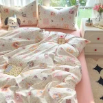 Bedding Set Simple Style Duvet Cover Pillowcase with Bedsheet Home Bedclothes Boys Girls Room Bed Sheet Sets - Image 15