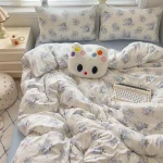 Bedding Set Simple Style Duvet Cover Pillowcase with Bedsheet Home Bedclothes Boys Girls Room Bed Sheet Sets - Image 36