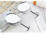Household Makeup Mirror Circular Portable Double-sided Metal Frame 1:2 Enlarged Desktop 360 Degree Rotating Mirror - Image 5