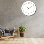 Wall Clock 12 Inch Silent Non Ticking Wood Wall Clocks Battery Operated Wooden White Modern Simple Minimalist Hanging Wall Clock - Image 6