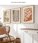Wall Art Decor Paintings Warm Tones Posters Home Creative Gifts 3pcs Neutral Minimalist Abstract Fern Boho - Image 12