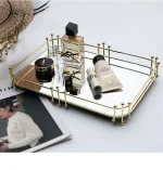 Nordic Luxury Metal Round Rectangular Mirrored Tray Decorative Piece for Home Living Room Cup Tea Tray Decorative Storage Dish - Image 11