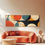 Mid Century Modern Wall Art Canvas | Unframed Bauhaus Print | Wide Panoramic Wall Art for Living Room Canvas | Abstract Wall Art - Image 3
