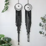 Black Sun Moon Dream Catcher Nordic Macrame Dreamcatcher With Crystal Wall  Room Home Decor Yard Garden Bedroom Decoration - Image 4