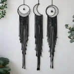 Black Sun Moon Dream Catcher Nordic Macrame Dreamcatcher With Crystal Wall  Room Home Decor Yard Garden Bedroom Decoration - Image 8