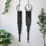 Black Sun Moon Dream Catcher Nordic Macrame Dreamcatcher With Crystal Wall  Room Home Decor Yard Garden Bedroom Decoration - Image 20
