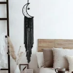 Black Sun Moon Dream Catcher Nordic Macrame Dreamcatcher With Crystal Wall  Room Home Decor Yard Garden Bedroom Decoration - Image 6