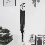Black Sun Moon Dream Catcher Nordic Macrame Dreamcatcher With Crystal Wall  Room Home Decor Yard Garden Bedroom Decoration - Image 3