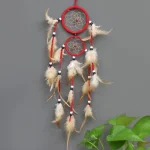 1 Pc Indian Dream Catcher with Brown Feathers - Wall Hanging Dream Catcher Bedroom Accessories - Wind Chime Dream Catcher - Image 9
