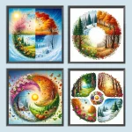 4 Seasons Scenery DIY Diamond Painting New Colorful Seasons Cross Stitch Kits Mosaic Diamond Embroidery For New Year Decor