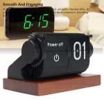 Mechanical  Clock Accurate Timer  Desk Clock Decorative Automatic Page Turning Calendar with Wood Base for Living Room - Image 3