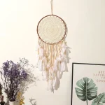 Dream Catcher Large Pendant Wedding Props Decoration White Feather Pendant Supplement Dream Network Creative Wall Hanging Gift - Image 7