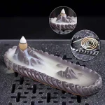 Backflow Incense Burner Censer Waterfall Tower Incense Cone Ceramic Burner Fragrance Holder Sandalwood Aromatherapy Home Decor - Image 3