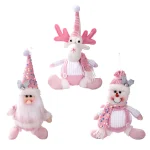 Christmas Decorations: Pink Sequined Scarf, Snowman, Pink Overalls, Reindeer, Pink Sequined Pointed Hat, Santa Claus Home Decor - Image 4