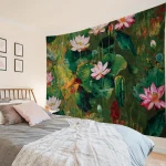 Tapestry Water Lilies By Claude Monet Oil Paintings Flowers Wall Hanging Art Home Decor Polyester Tapestry for Living Room Bedro - Image 14