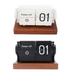 Mechanical  Clock Accurate Timer  Desk Clock Decorative Automatic Page Turning Calendar with Wood Base for Living Room - Image 6