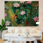 Tapestry Water Lilies By Claude Monet Oil Paintings Flowers Wall Hanging Art Home Decor Polyester Tapestry for Living Room Bedro - Image 7