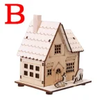 Festival Led Light Wood House Christmas Tree Decorations for Home Decoration Wooden House DIY Gift Window Decoration - Image 6