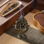 Vertical Incense Burner Mini Alloy Hollow Incense Holder Portable Tabletop Ornament Home Aromatherapy Burner Desk Decoration - Image 3