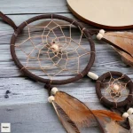 1 Pc Indian Dream Catcher with Brown Feathers - Wall Hanging Dream Catcher Bedroom Accessories - Wind Chime Dream Catcher - Image 3