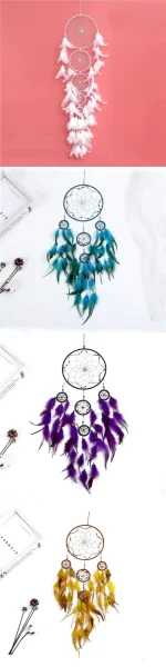 Dream Catcher Large Pendant Wedding Props Decoration White Feather Pendant Supplement Dream Network Creative Wall Hanging Gift - Image 12