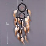 1 Pc Indian Dream Catcher with Brown Feathers - Wall Hanging Dream Catcher Bedroom Accessories - Wind Chime Dream Catcher - Image 6