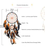 Dream Catcher With Luminous Beads Hand-woven Colorful Feathers Wind Chimes Living Room Bedroom Hanging Ornaments Wall Decoration - Image 14