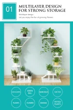 Planter Holder Wood Plant Stands Indoor Balcony Flower Pot Plant Stand Tree Shelf Flower Display Rack Planter Stands - Image 11
