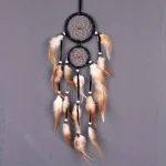 1 Pc Indian Dream Catcher with Brown Feathers - Wall Hanging Dream Catcher Bedroom Accessories - Wind Chime Dream Catcher - Image 4