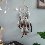 1Pc Indian Dream Catcher With Brown Feathers Wall Hanging Dream Catcher Bedroom Accessories Wind Chime Dream Catcher Home Decor - Image 4