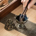 Vertical Incense Burner Mini Alloy Hollow Incense Holder Portable Tabletop Ornament Home Aromatherapy Burner Desk Decoration - Image 5
