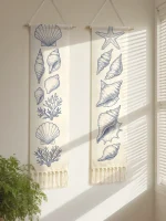 Boho Shell & Conch Wall Tapestry, White Hanging Decor Tapestries with Tassel, Beach Style Home Wall Art for Bedroom, Living Room - Image 17