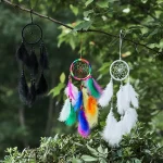1Pcs Bead Dream Catcher Handmade Dream Catcher Net with Feathers Hanging Decoration Decor Craft Wind Chimes Home Hanging Gifts