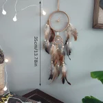 1Pc Indian Dream Catcher With Brown Feathers Wall Hanging Dream Catcher Bedroom Accessories Wind Chime Dream Catcher Home Decor - Image 6
