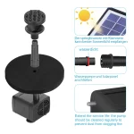 Solar Fountain with 6 Nozzles - 1.4W Solar Panel Floating Water Pump for Bird Baths, Pools,Garden DIY Waterfall Yard Decor - Image 18
