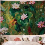 Tapestry Water Lilies By Claude Monet Oil Paintings Flowers Wall Hanging Art Home Decor Polyester Tapestry for Living Room Bedro - Image 15